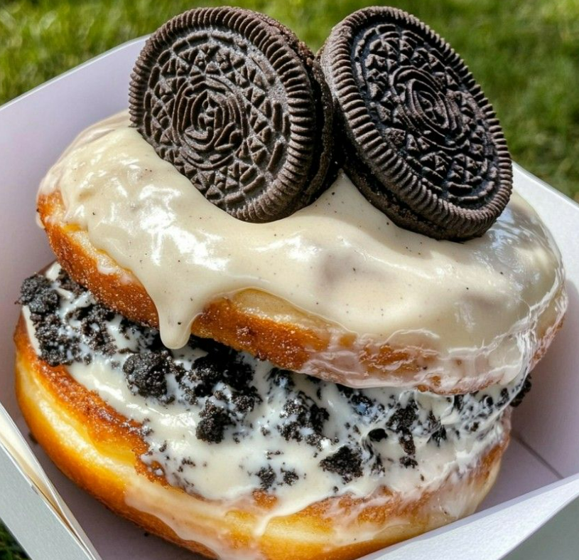 Oreo Cheesecake Stuffed Donut Burger