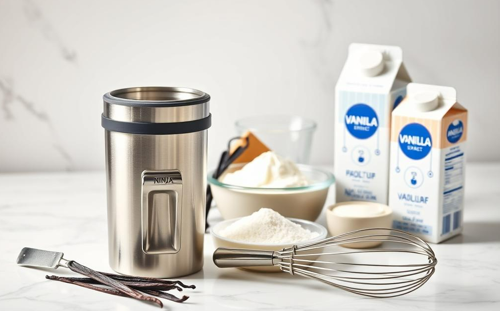 Ingredients for vanilla ice cream recipe