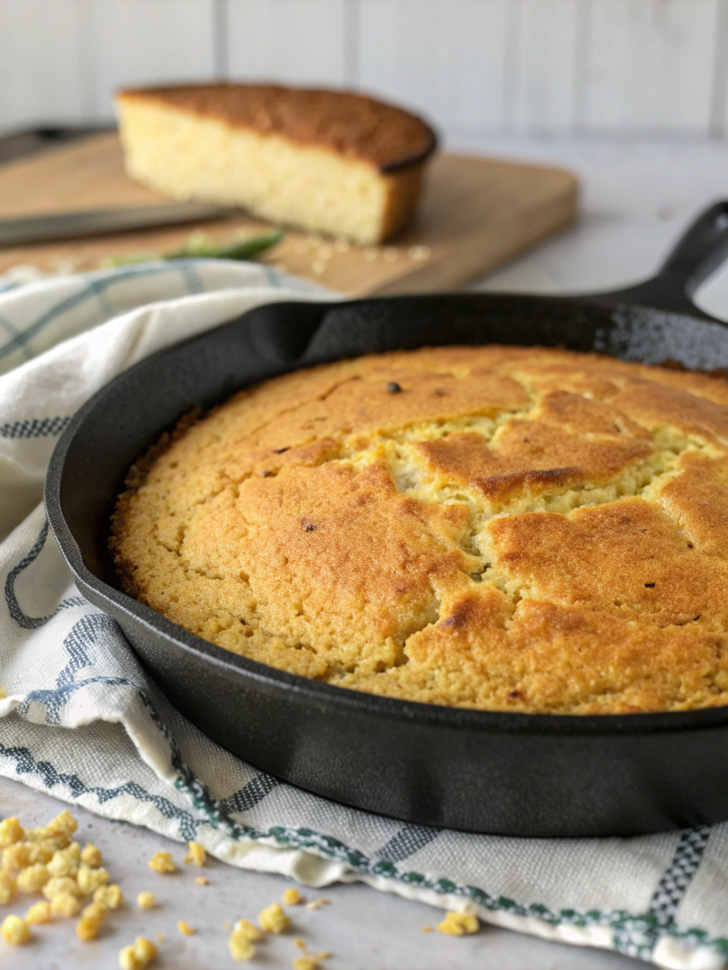 Homemade Southern Skillet Cornbread (Crispy Edges, Fluffy Center!)