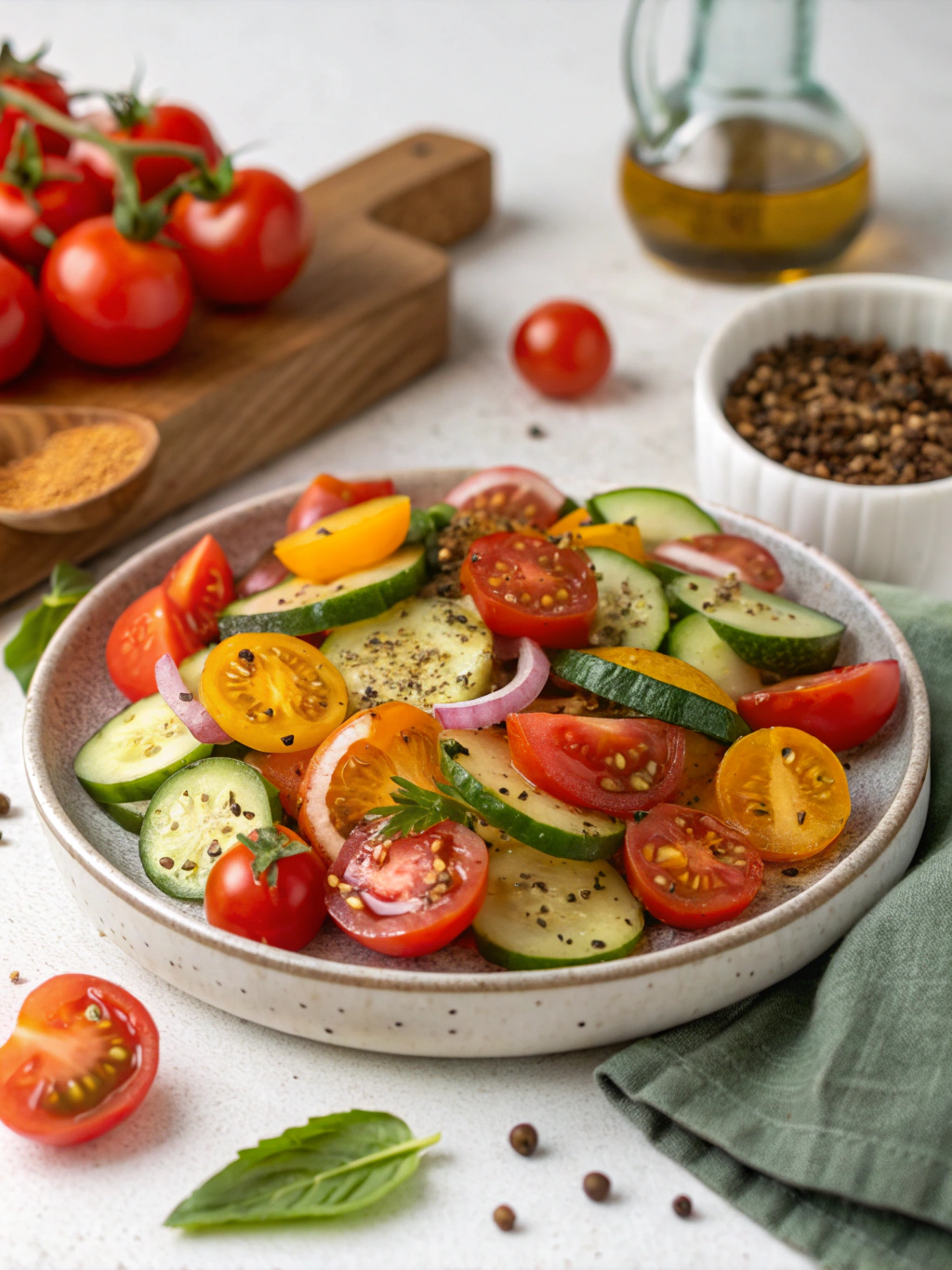 Irresistible Spicy Tomato Cucumber Salad (Perfect Summer Side!)
