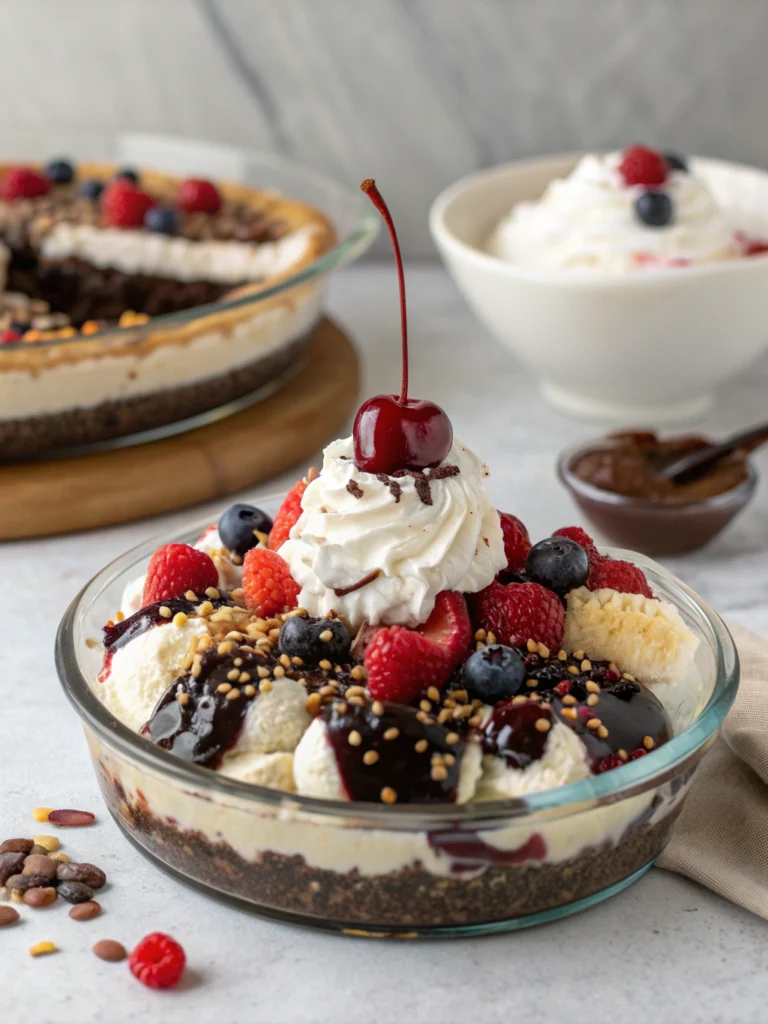 Decadent Ice Cream Sundae Pie (No-Bake Dessert Heaven!) ingredients