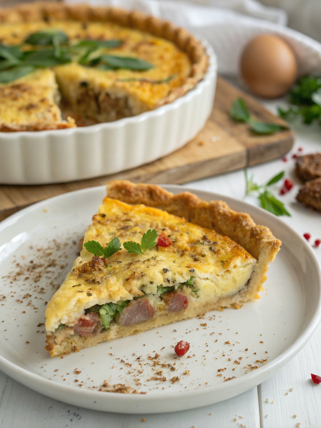 Fluffy Sausage & Egg Quiche With Golden Crust (Weekend Brunch Star!)