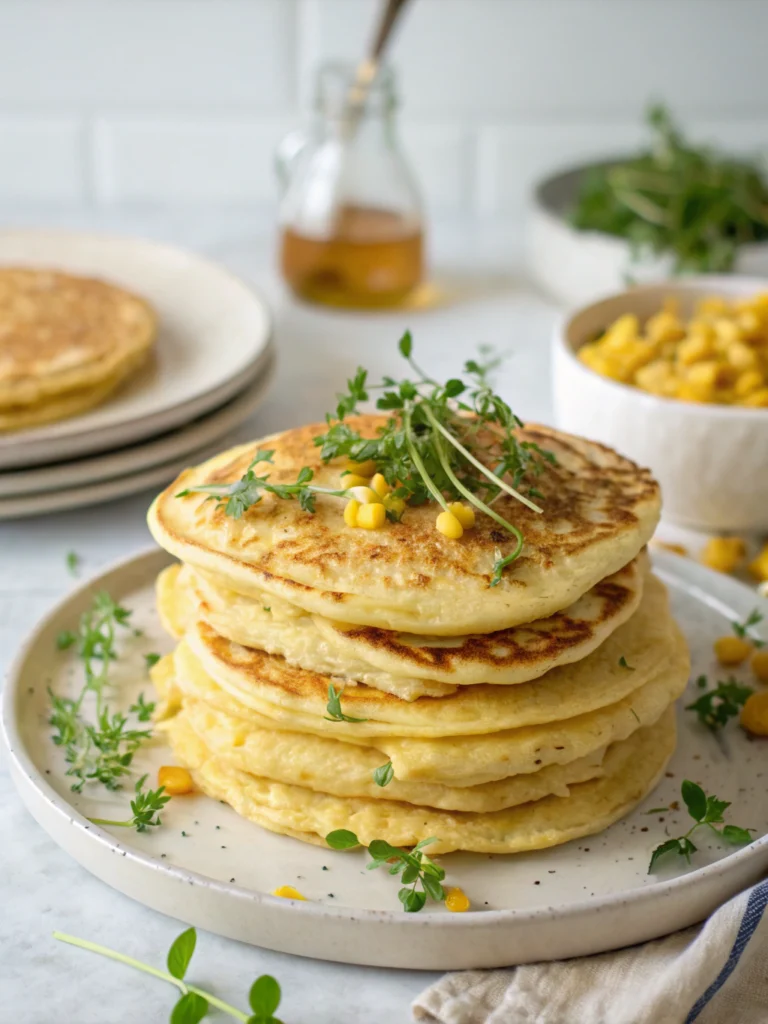 Fluffy Sweet Corn Crepes with Fresh Herbs (Perfect Brunch Idea!)
