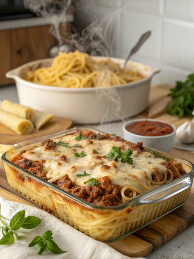 Homemade Spaghetti Casserole Bake (Perfect Family Dinner!)