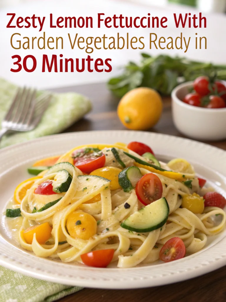 Zesty Lemon Fettuccine with Garden Vegetables (Ready in 30 Min!)