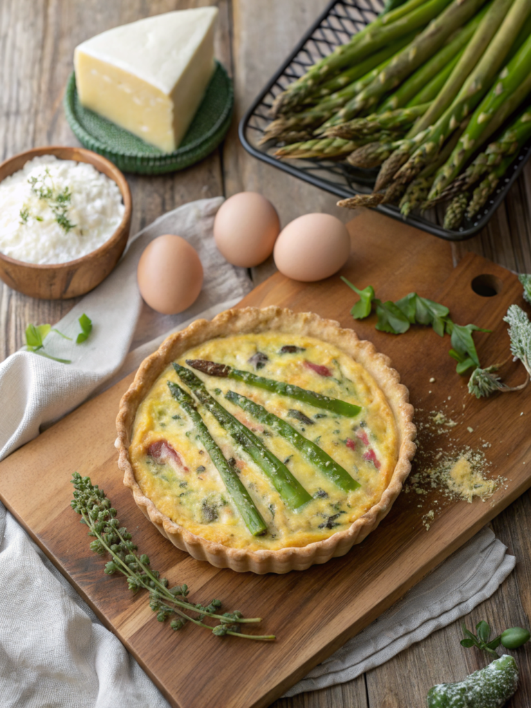 asparagus prosciutto quiche spring ingredients