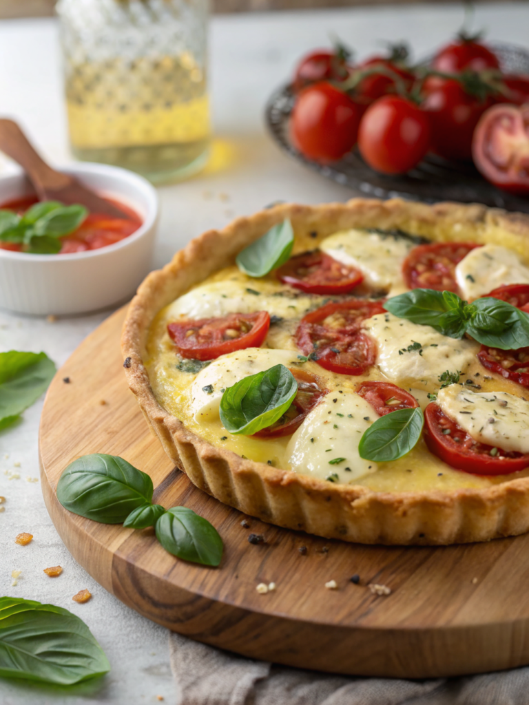 caprese quiche tomato mozzarella basil
