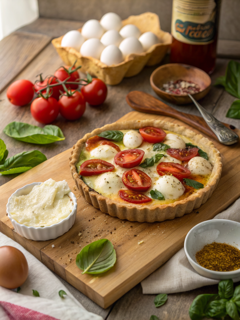 caprese quiche tomato mozzarella basil ingredients