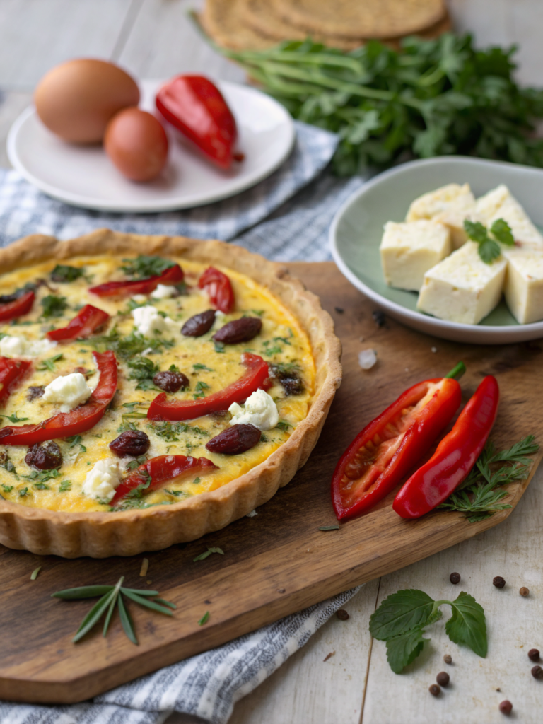 roasted red pepper feta quiche ingredients