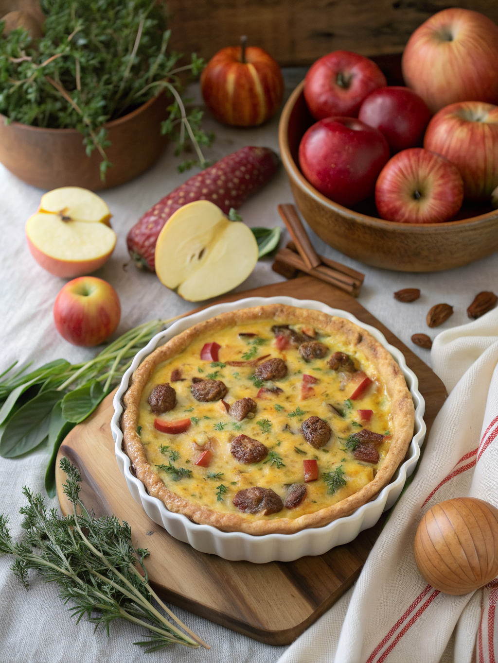 sausage apple cheddar quiche fall ingredients