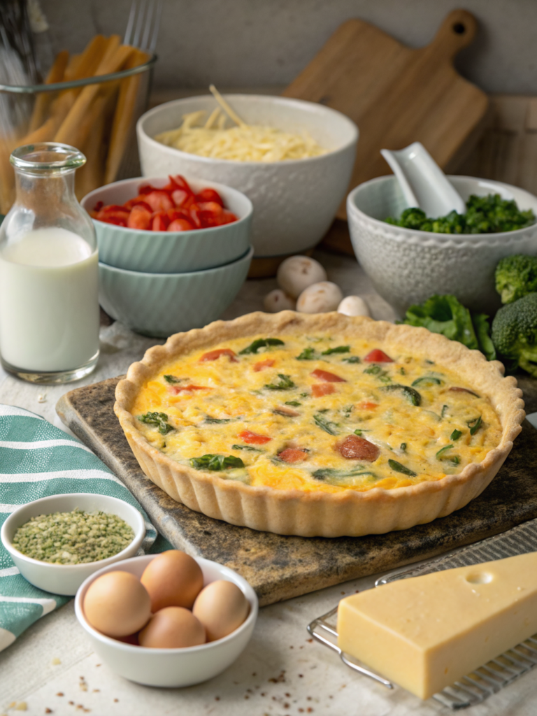 sheet pan quiche meal prep ingredients