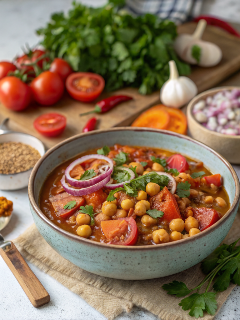 spiced chickpea stew iftar vegan ingredients